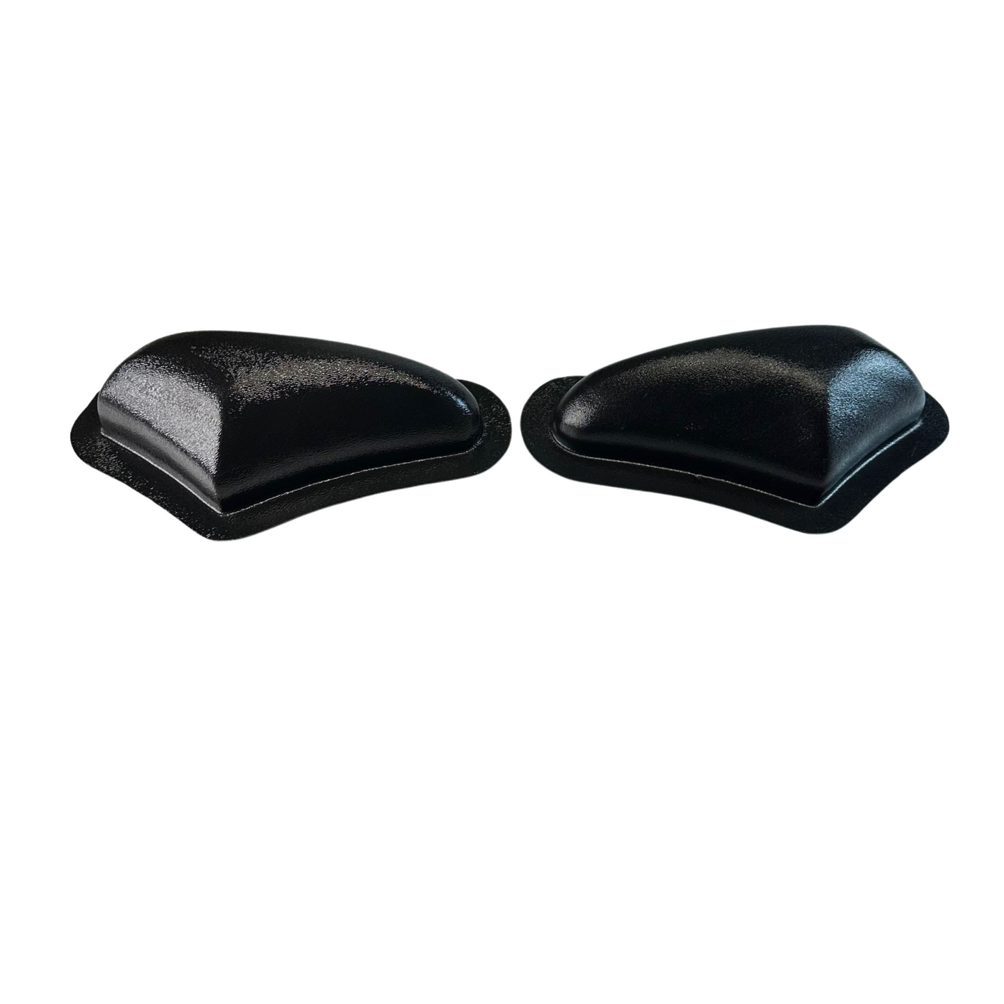 Two black plastic car spoilers on a white background