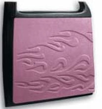 Universal 44 inch by 32 inch ABS door panel with full width flame design, Flame style — finished in mauve with flame graphic