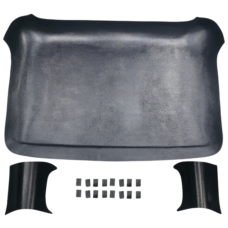 Black ABS headliner panel with matching quarter panels and dual lock tabs for 1957-1960 Ford truck small window cab