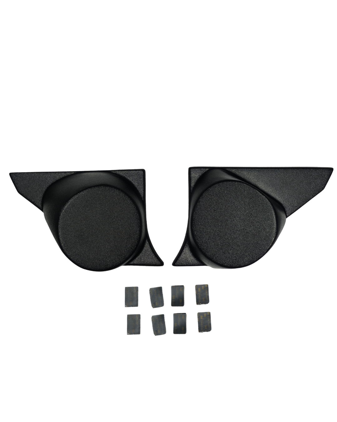 Pair of black textured ABS kick panels for 1973-1991 Chevrolet Truck Silverado, shown with dual lock tabs