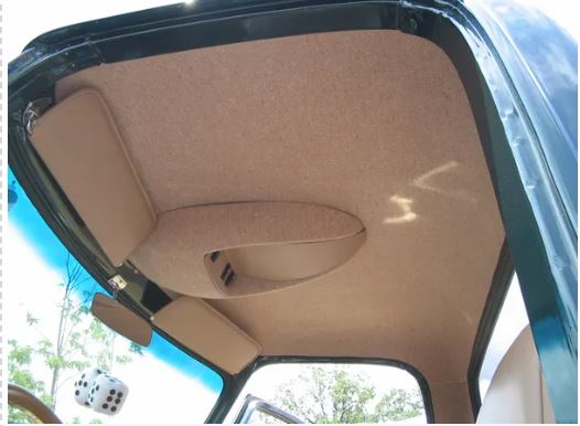 Headliner for 1953-1955 Ford Truck installed inside the vehicle's cab