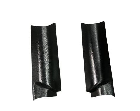 Two black plastic parts on a white background