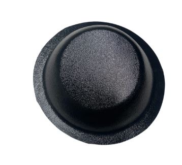 Black rubber grommet on a white background