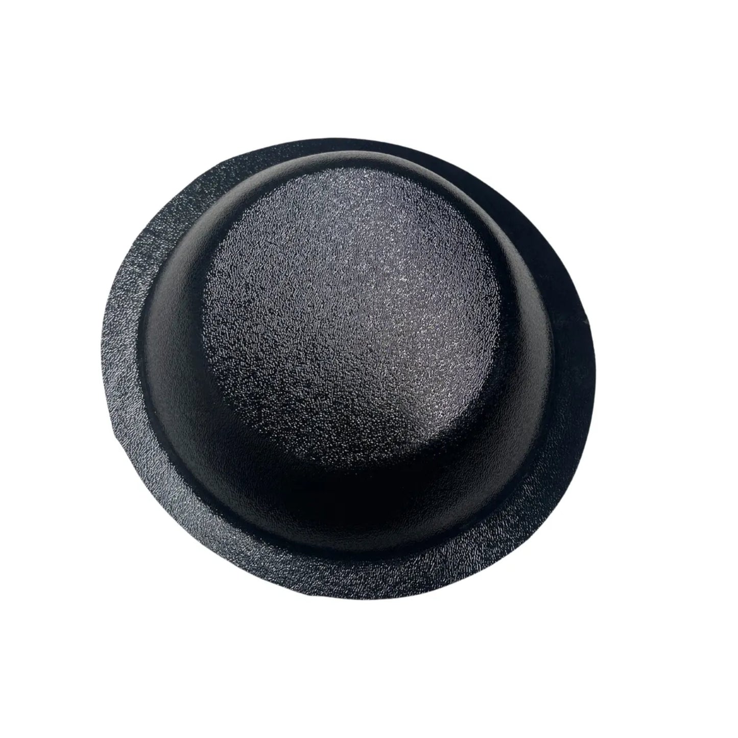 Black rubber grommet on a white background