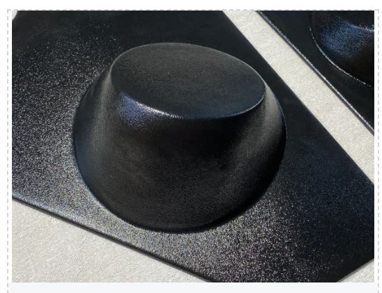 Close-up of ABS molded kick panel for 1947–1955 Chevrolet truck designed to accommodate speaker pod.