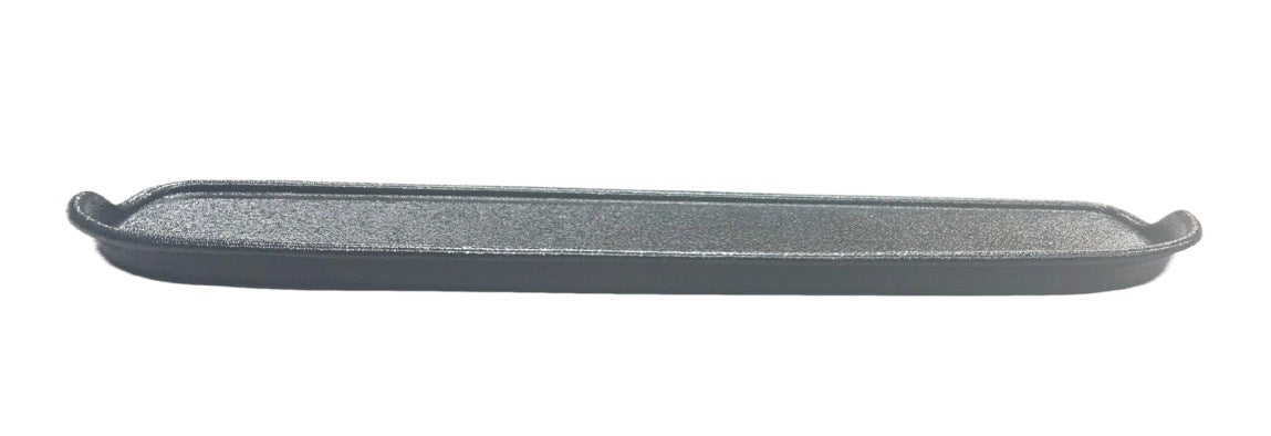 Pre-trimmed black textured ABS dash panel for 1957-1960 Ford truck, side profile view