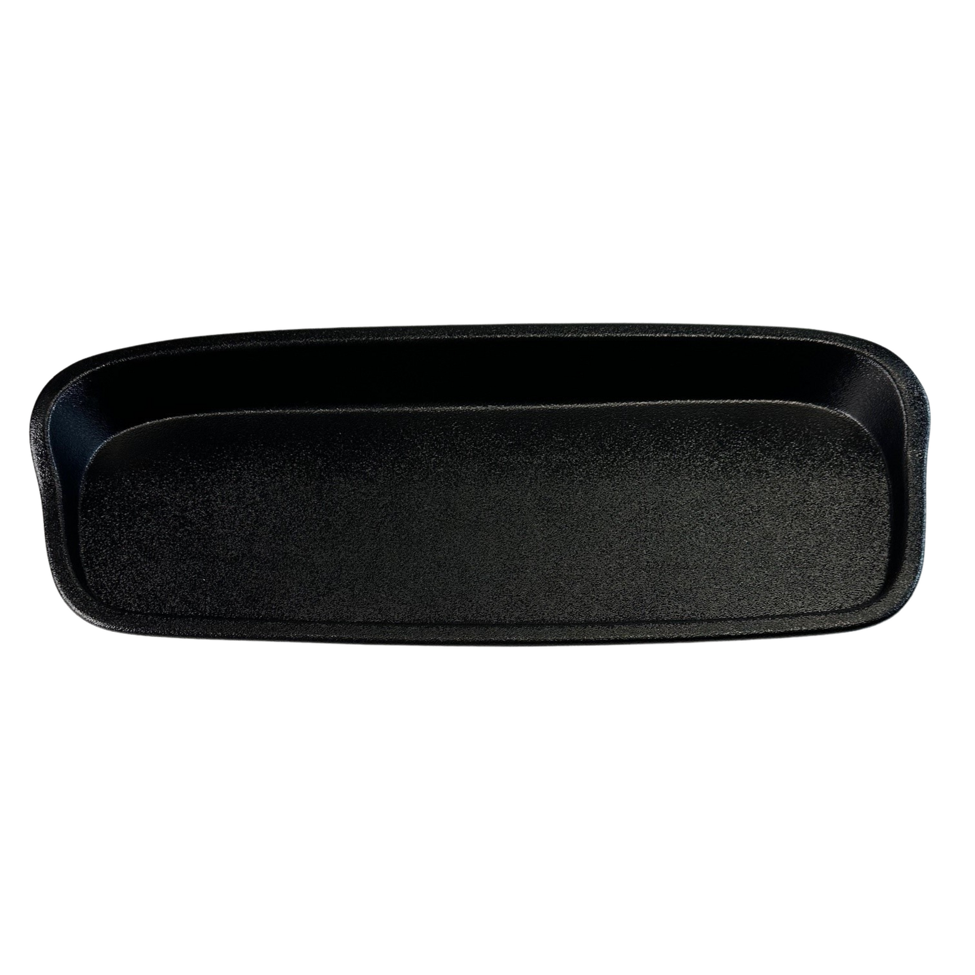 Black rectangular car tray on a white background