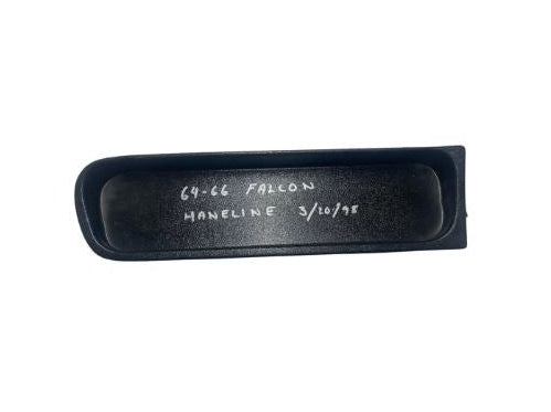 Pre-trimmed black ABS dash panel for 1964-1966 Ford Falcon, shown from above with handwritten years and mold reference visible