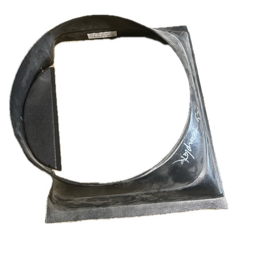 ABS radiator shroud for 1953-1956 Ford truck — showing molded half moon piece and circular fan mount opening
