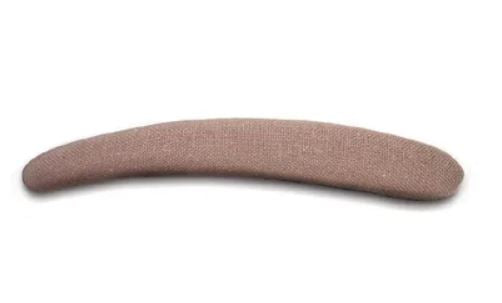 Tan fabric-wrapped universal modular ABS armrest, full curved profile shown against plain background
