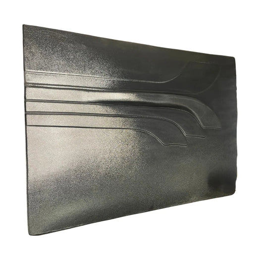 A pair of black door panels with armrests designed to fit into a vehicle's interior, with a textured surface and a sleek design.