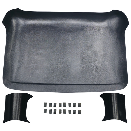 Black ABS headliner panel with matching quarter panels and dual lock tabs for 1957-1960 Ford truck small window cab