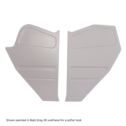 Pair of 1967–1972 Chevrolet truck smooth molded ABS kick panels in Matt Gray 2K Urethane for a soft look