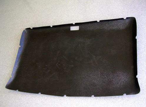 Black molded ABS replacement headliner panel for 1973-1987 Chevy trucks, pre-trimmed and displayed on a plain background.
