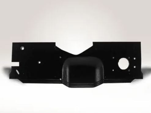 Black firewall insulator for a 1956 Ford Truck with original holes and a raised section in the center.