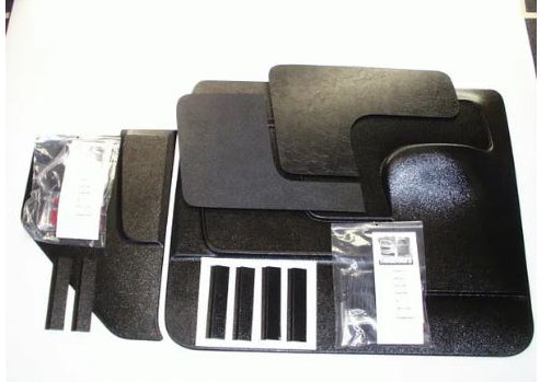 Set of car floor mats with packaging on a white background