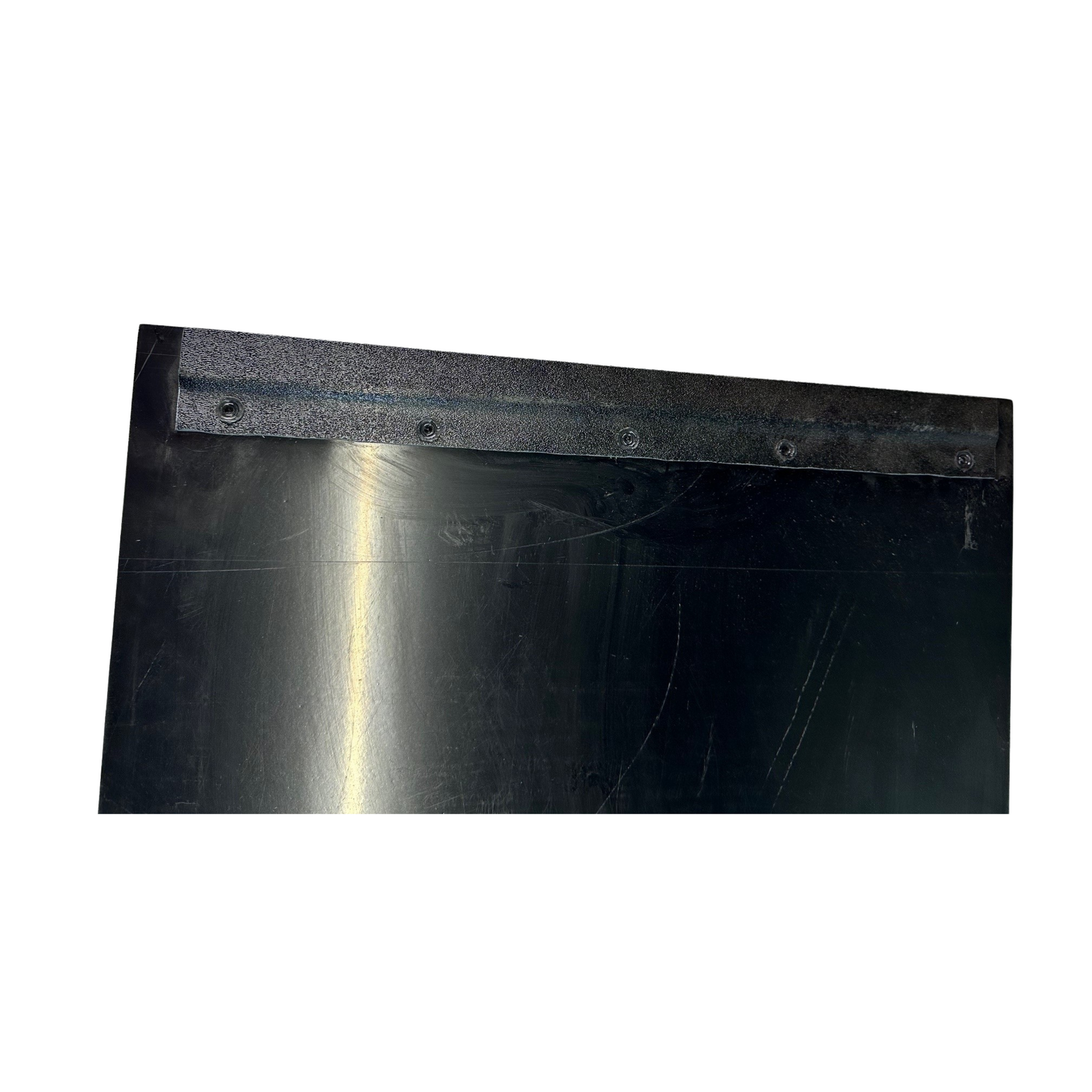 Black metal sheet with a reflective surface on a white background