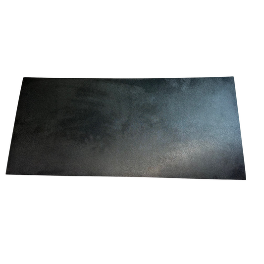 Rectangular black mat on a white background