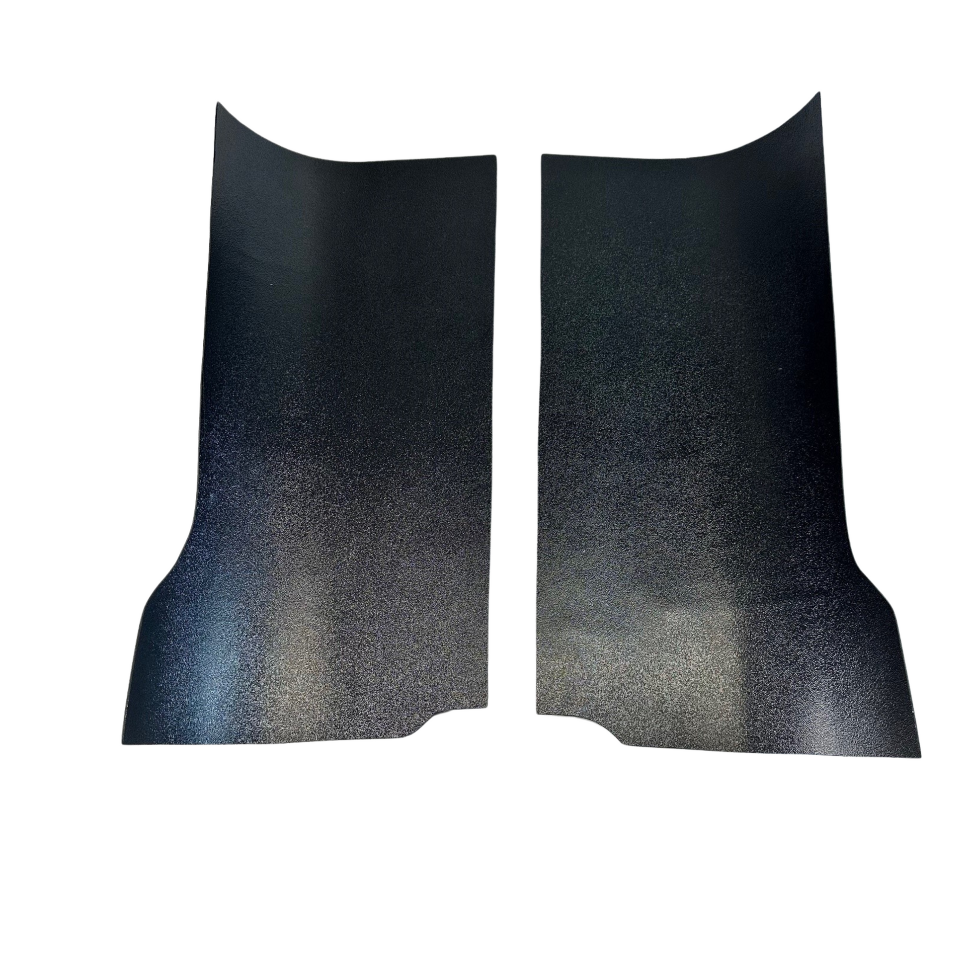 Two black car seat covers on a white background