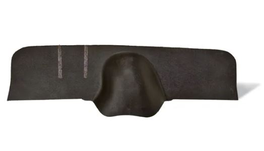 Molded black ABS firewall insulator for 1955-1959 Chevrolet truck — no holes design with hair-cell texture, steering column bump, and pre-scored lines visible