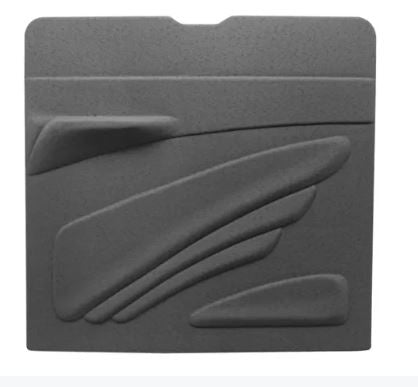 Black car visor organizer with multiple slots on a white background