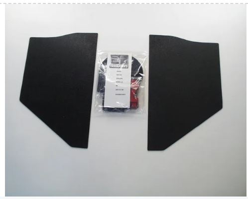 Two black car seat covers with a package labeled 'Bench Seat Covers' on a white background