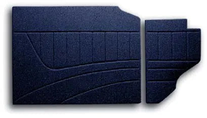 A pair of smooth blue door panels designed for a 1956 Ford truck, without armrests, featuring a Shaffer style trim.