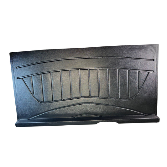 Black plastic mat with a textured surface on a white background