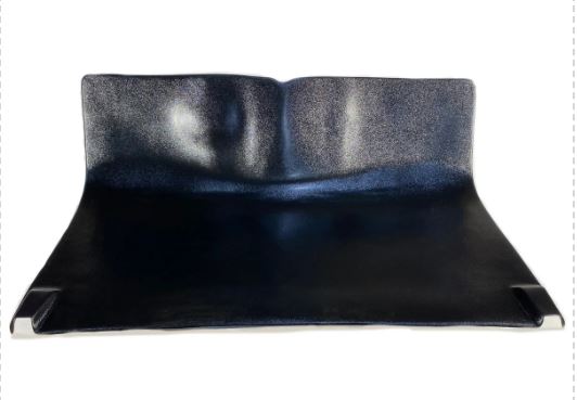 Black and gray leather wallet on a white background
