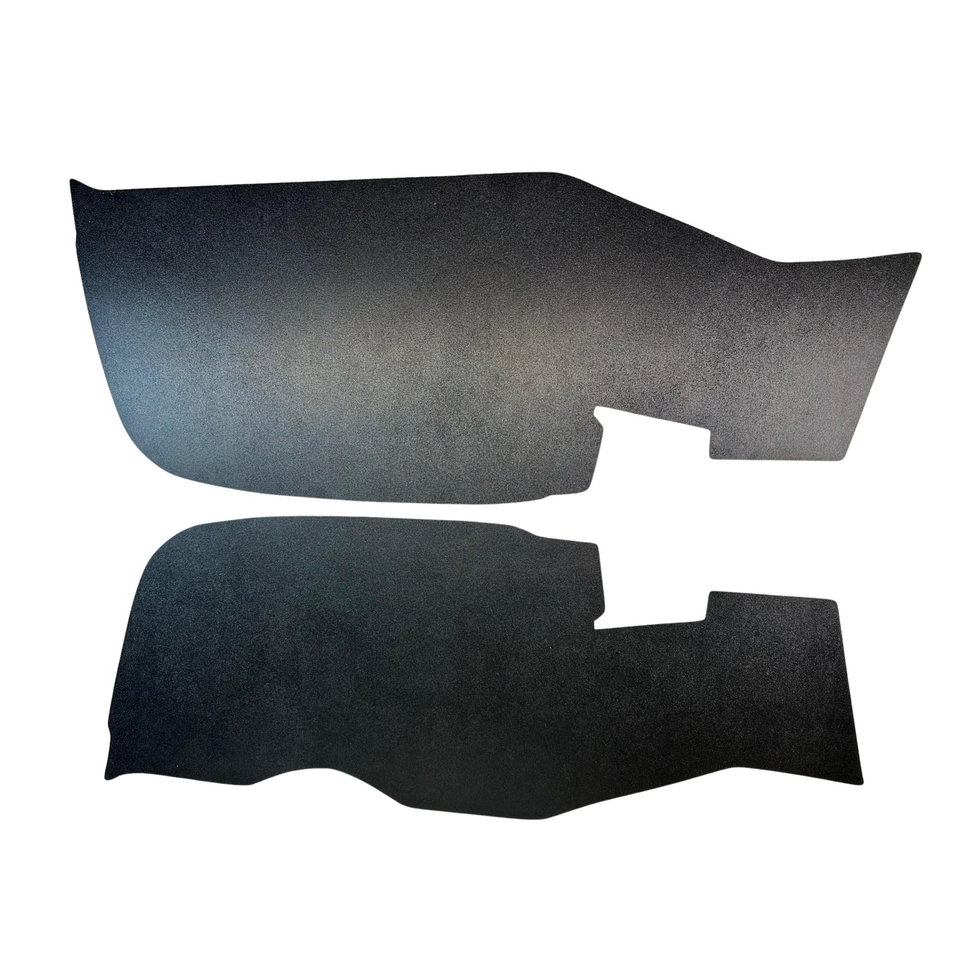 Two black car seat covers on a white background