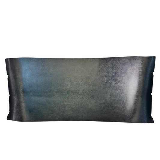 Black leather clutch bag on a white background
