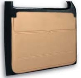 RD3901 molded ABS interior panels for 1934-1937 Chrysler Airflow — tan upholstered finish showing contoured design and black border trim