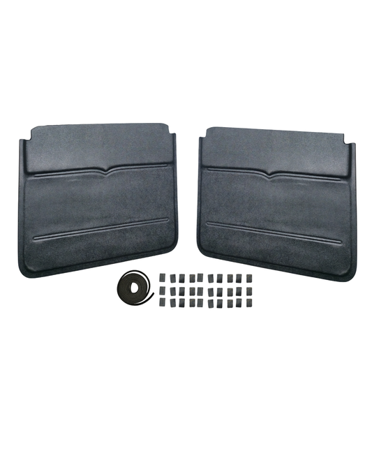 1937 Dodge truck ABS flat door panels — driver and passenger side pair shown with dual lock tabs and edge tape roll