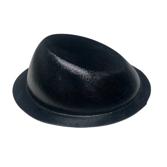 A black, solid-colored modular speaker pod designed for flush mount installation in a vehicle.