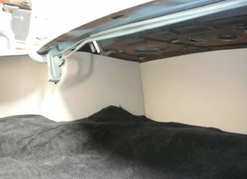 Installed ABS center panel for 1967 Chevrolet Camaro Coupe trunk kit — smooth finished surface