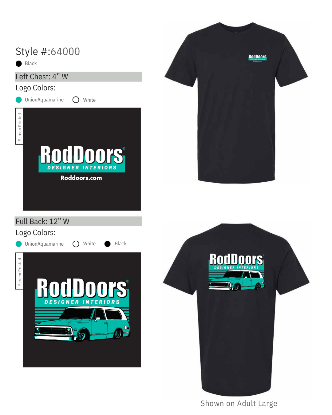 RodDoors Designer Interiors Short Sleeve T-Shirt – Black with Teal Suburban Graphic