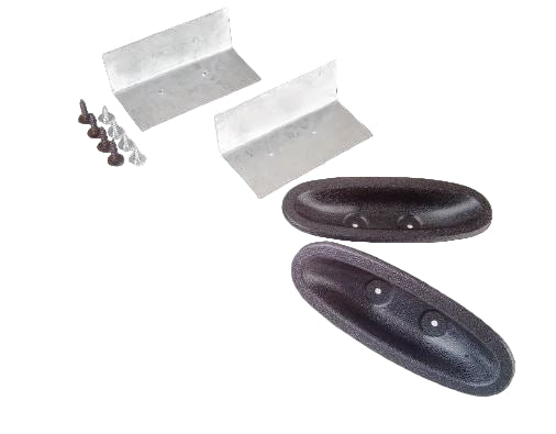 Universal large door pull kit with ABS pull cups, metal brackets, tape, and mounting hardware on a white background