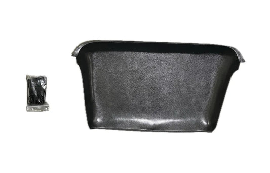  Black smooth Kobi‑style ABS headliner for 1955–1959 Chevrolet big window truck and dual lock tabs on a white background